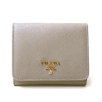 PRADA プラダ 三つ折り財布 コピー1M0176 SAFFIANO METAL 型押しレザー ARGILLA ライトグレー